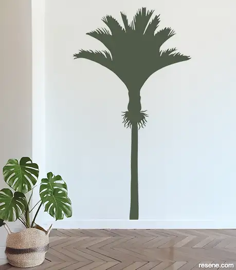 Palm Life decal in Resene Forest Green