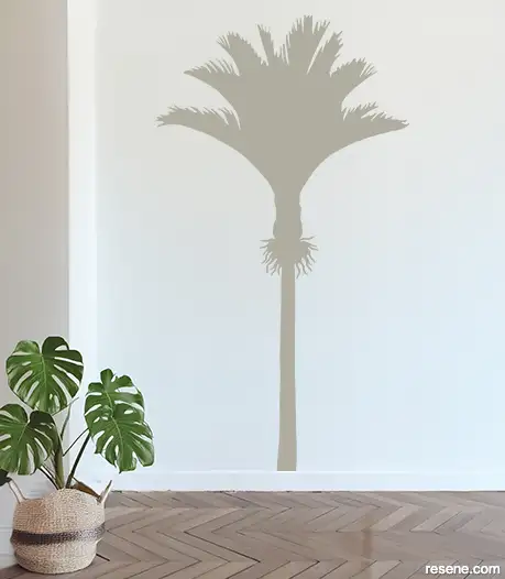 Palm Life decal in Resene Lemon Grass