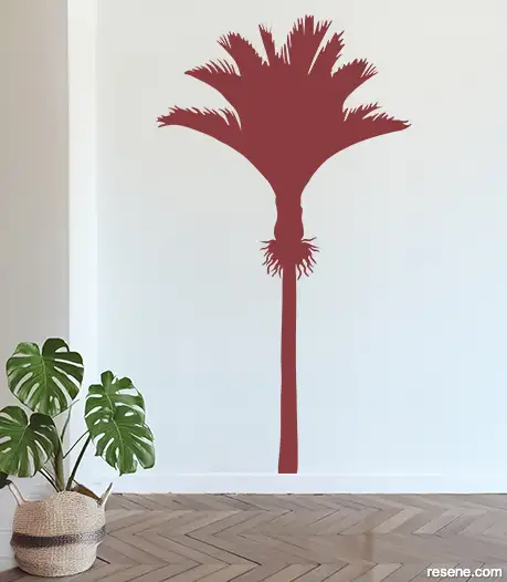 Palm Life decal in Resene Pohutukawa