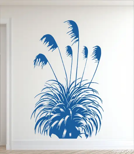 Top To Toetoe decal in Resene Resolution Blue