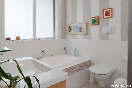 Striped bathroom with anti-bacterial paint