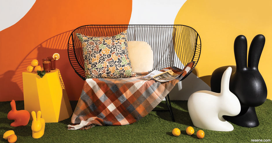 A vibrant outdoor living space
