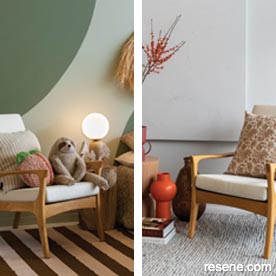 Mid-century chair styled 2 ways