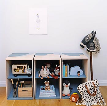 Painted boxes to organise clutter