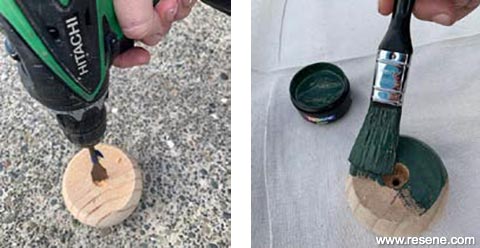 Drill the holes and paint the feet