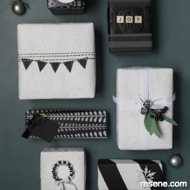 Paint wallpaper to make designer gift wrap