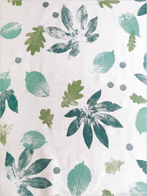 Finished project printed leaves